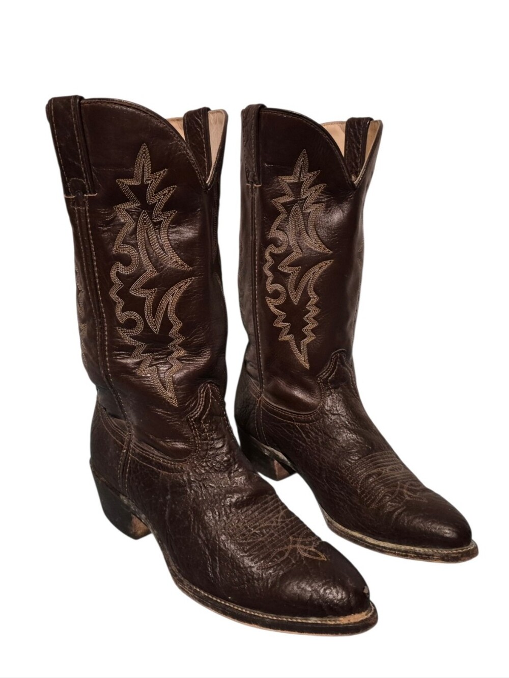 Durango Brown Leather Pull-On Cowboy Western Boots Men's 8.5D